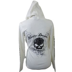 Harley Davidson Thermal Studded Long Sleeve hoodie top. SIZE LARGE